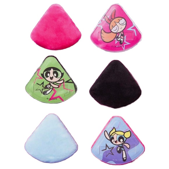 Powerpuff Girls Makeup Powder Puffs 3pc Set Soft Teardrop Cartoon Network NEW - Picture 3 of 8